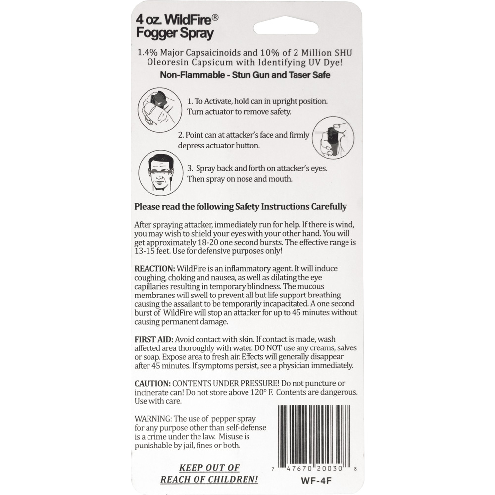 WildFire 1.4% MC 4 oz pepper spray fogger view 3